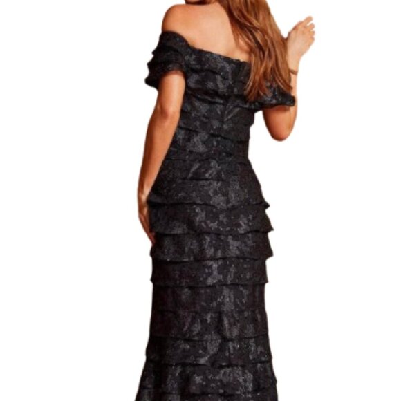 NWT Jovani 23890 Brocade Evening Dress Black Size 6 - Picture 3 of 6